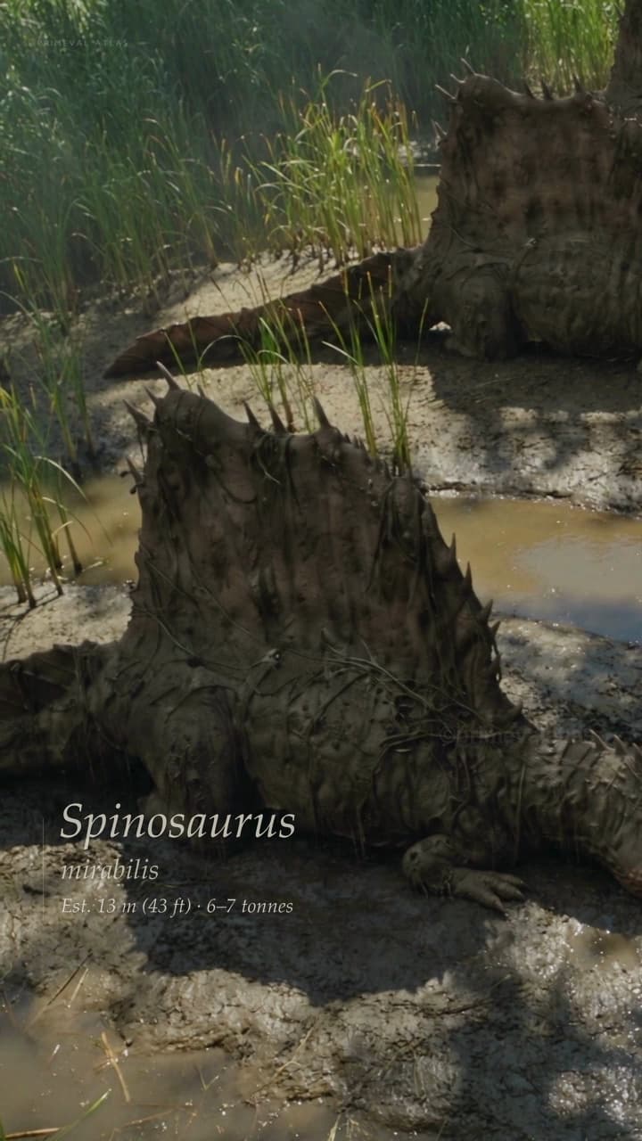Spinosaurus in a forest pool